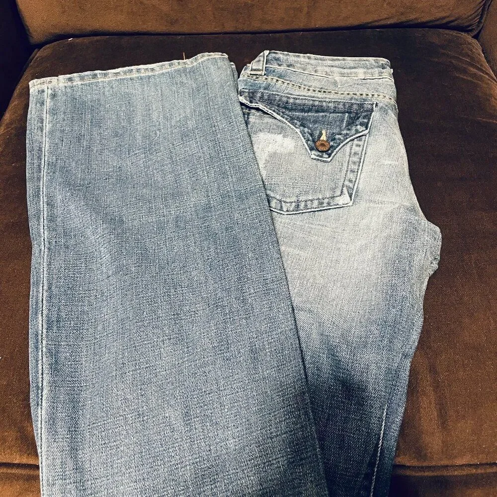NEW Vintage Blue Blu Jeanius 26 Bootcut asymetrical back pocket flap medium wash